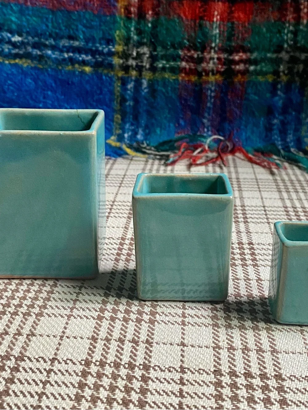 Mcafee Ceramic Square Planters in Teal